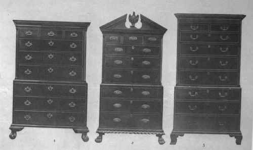 I And 2 Chippendale Tallboys, Mahogany 3 Heppelwhite Tallboy „