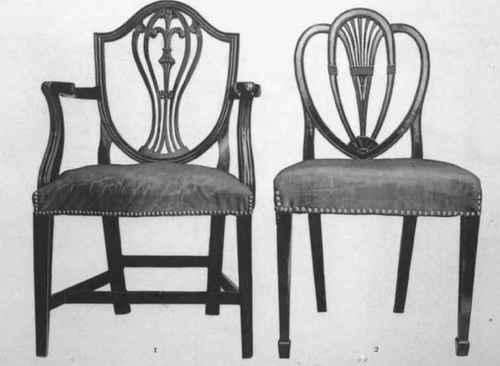 I   Shield Back Arm Chair, Walnut Hepplewhite