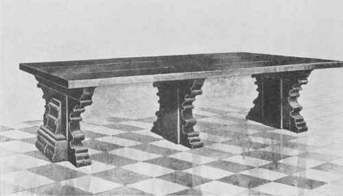 Oak Trestle Table Of Heavy Type.