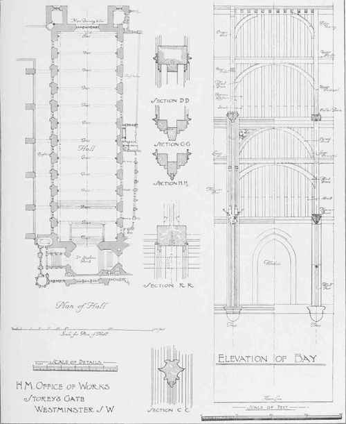 Westminster Hall. View Of A Bay And Plan Of Hall, From An Original Measured And Detailed Drawing By Ernest R. Gribble And W. Rennie, 1910.