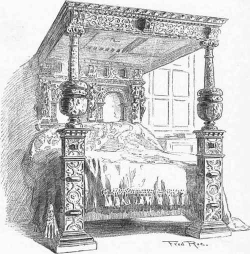 ELIZABETHAN BEDSTEAD IN THE POSSESSION OF SIR CHARLES. LAWES WITTEWRONGE