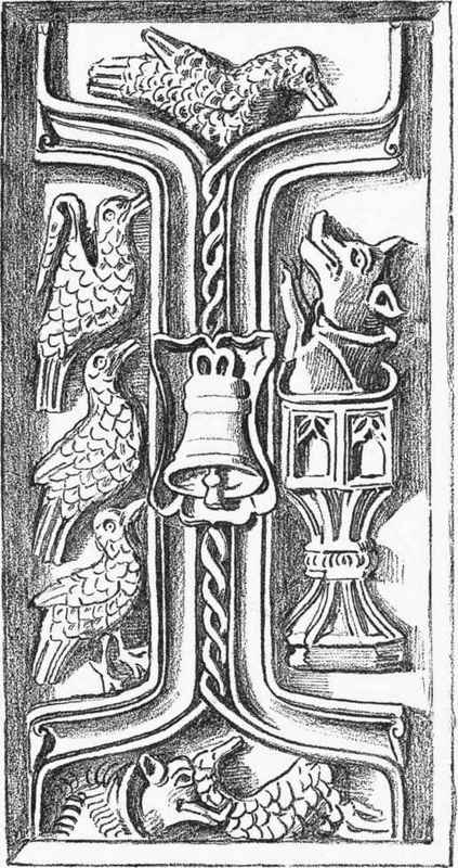 Fred Roe. PARCHEMIN PANEL WITH ROPED CENTRE AND BEARING THE FABLE OF THE FOX AND GEESE IN ALLUSION TO THE PREACHING FRIARS, AT ABINGTON HALL, NORTHANTS, COMMENCEMENT OF THE SIXTEENTH CENTURY