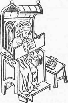 SCRIBE'S CHAIR, FROM LATE FOURTEENTH CENTURY MS. IN THE BRITISH MUSEUM