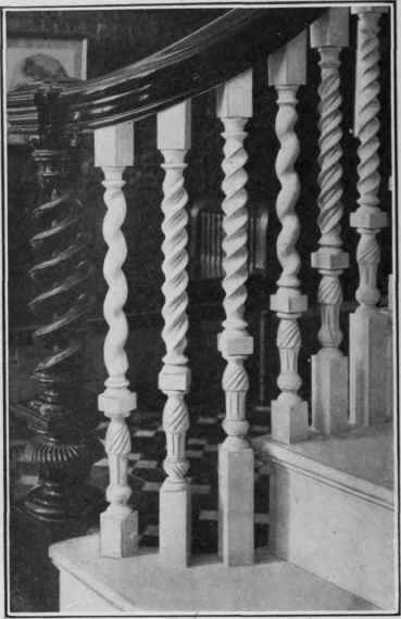 Balusters and Newel of Stairs at Oak Hill, Peabody.