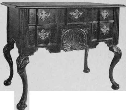 Block front Dressing table, about 1750.