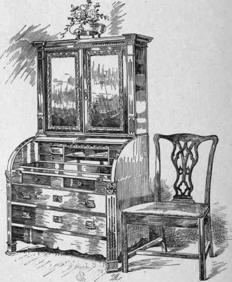 Georgeian Secretary and Early Chippendale Chair