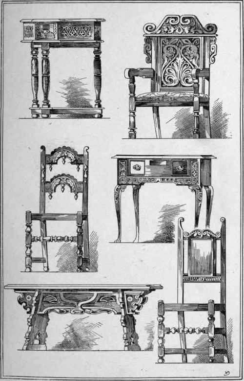 Jacobean Chairs And Table, German Stool, And Early Queen Anne Table