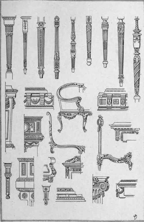 Louis Seize Detail. Also Three Examples Of The Transitional Type, In Which The Curvilinear Element Is Still Retained