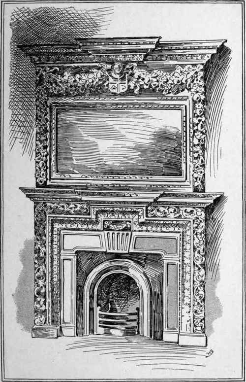 Mantelpiece Of The Queen Anne Period (With Heavy Carving Of Leaves, Fruit, And Flowers After The Style Favoured By Grinling Gibbons)