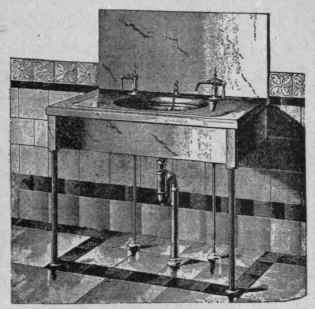 Fig. 91. Types of lavatory plumbing not now used in good practice.