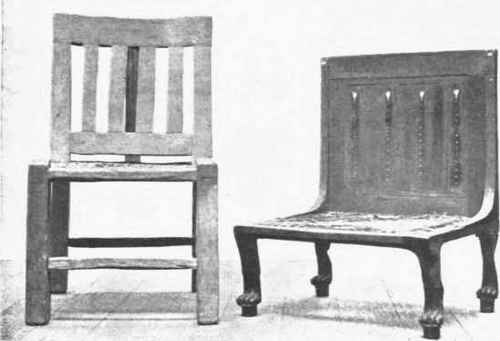 Fig. 4. Early Egyptian chair and settle, British Museum, showing mortise and tenon joints.