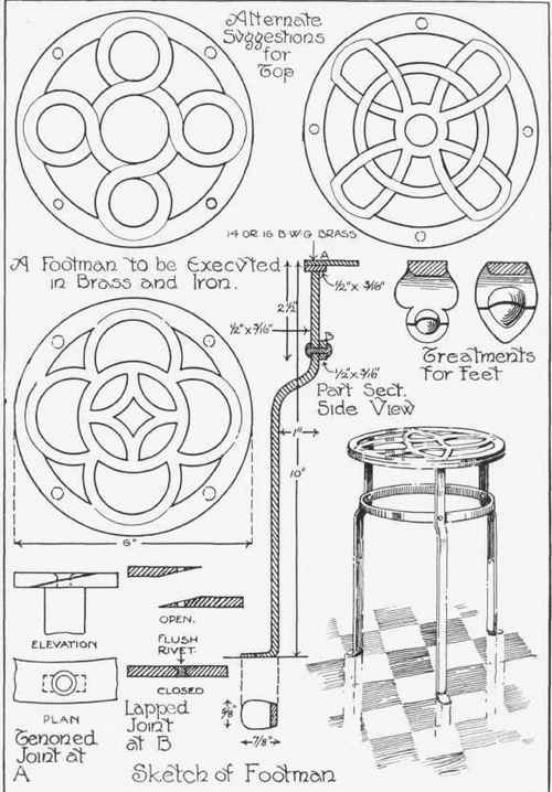 Fig. 6. A footman or tripod with alternate suggestions for the top.