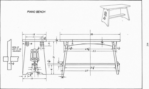 Plate 17 Piano Bench Mechanical Drawing 90