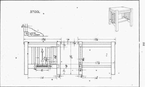 Plate 25 Stool square Mechanical Drawing 98