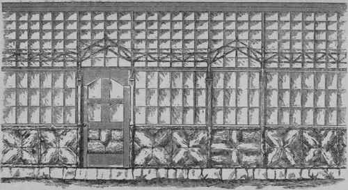 Fig. 134.   Front Elevation of Glazed Verandah for Grape Culture.