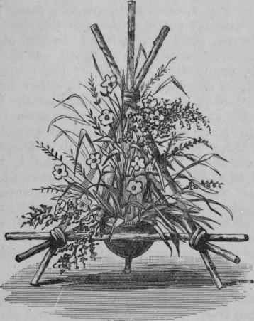 Fig. 8.   Rustic Flower Holder Complete, with Cocoanut Vase in Position.