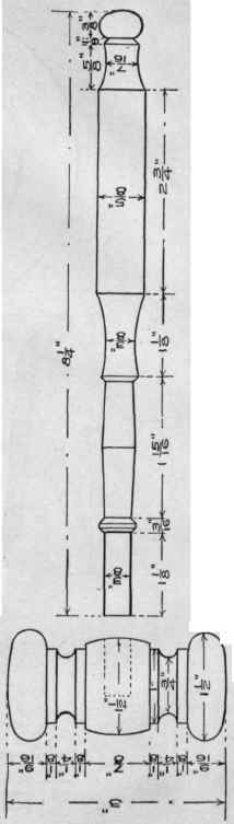 Fig. 82. Gavel. (Material: Snakewood, Ebony, Boxwood) Give a thin coat of shellac, and when dry smooth with fine sandpaper and polish with wax