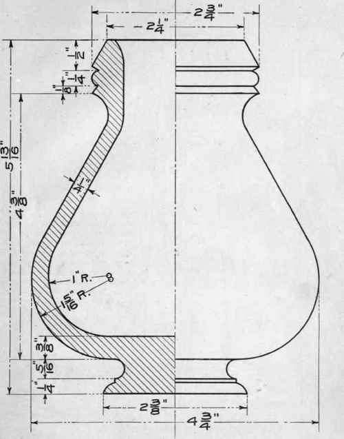 Fig. 85. Vase. (Material: Whitewood, Birch, Cherry, Mahogany, or build up of light and dark woods, such as Cherry and Black Walnut