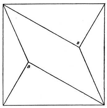 Fig. 398. Five piece Square Puzzle. (In Setting Out, note that the Angles B B are Right Angles.)