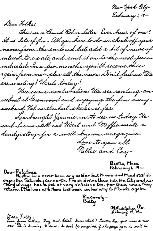 The Beginning Of A Round Robin Letter