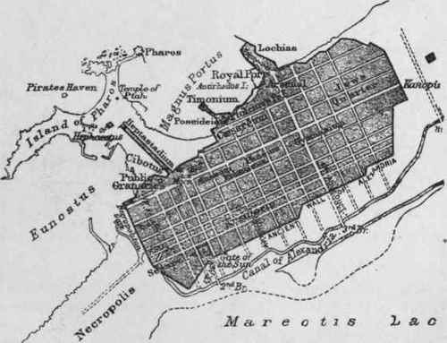 Ancient Alexandria. Rectangular plat laid out by the Royal architect.