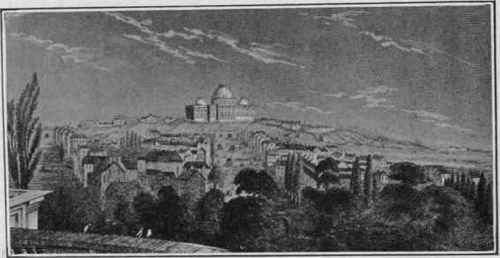 Washington about 1840, looking up Pennsylvania Ave. from the White House to the Capitol.