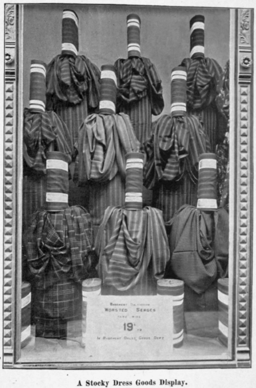 a stocky dress goods display