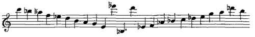 Notation: C6 B5b A5b F5 E5b D5 B4 A4 G4 E4 E6b B3b D6 E4b F4 A4b B4b C5 D5b E5 G5 A5 D6b B5.