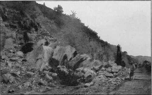 Steam Shovel Buried Under Fall of Rock