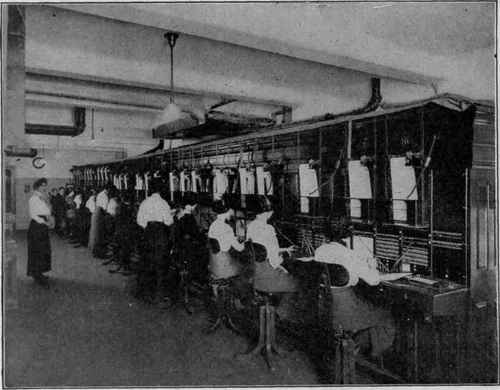 This Private Switchboard, in one American Hotel, is Larger than Many a Switchboard Aboard, which Serves a Whole City