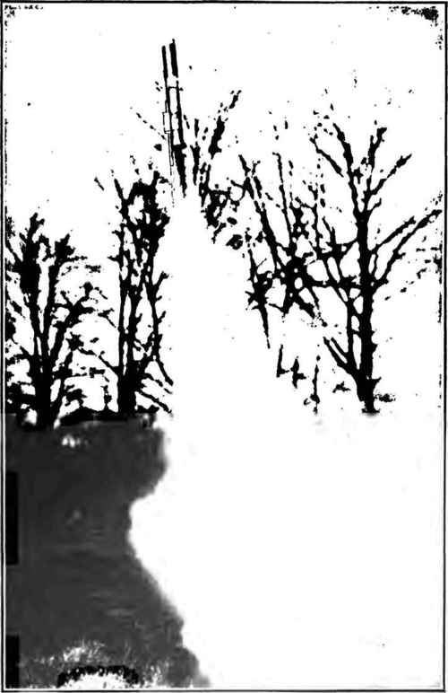 Rocket functioning showing gases issuing from orifice.
